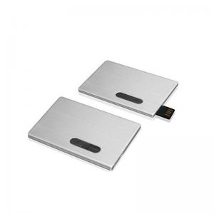 China Aluminum USB Business Card Memory, Push Chip Metal USB Card Drive Engraving Logo supplier