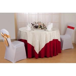 China Red / White / Yellow Hotel Polyester Damask Tablecloth For Party Wrinkle Resisitance supplier