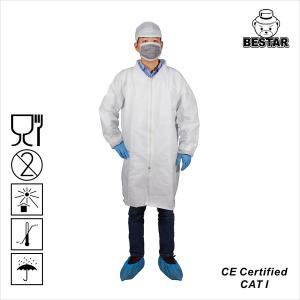 Elastic Cuff Disposable Lab Jackets SPP Nonwoven Disposable White Lab Coats