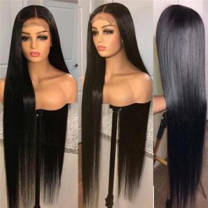 China 30 32 34 36 38 40 50 inch Human Hair Wigs For Black Women Straight Deep Wave Virgin Raw Indian Hair Long Lace Front Wigs supplier