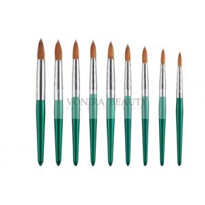 China Fashion Green Nail Art Paint Brushes Kolinsky Hair And Carved Ferrule supplier