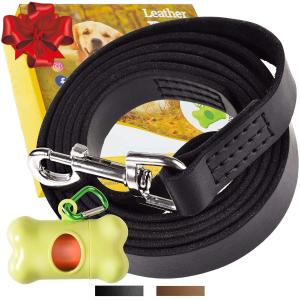 Superior Heavy Duty Leather Dog Leash , Dog Training Walking Lead 6 Feet Long