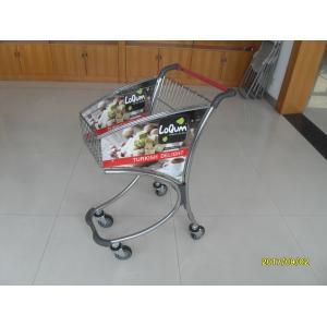 China 40L Supermarket Shopping Carts Trolley In Chromed Plated And Advertisement Plate supplier