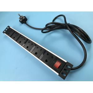 China 6 Outlet Multi Socket Power Strip , Metal Flat Plug South Africa Power Bar Vertical Installation supplier