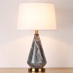 China Study Bedside Fabric Shade White Ceramic Table Lamp Base D35*H63CM E27 85lm/W supplier
