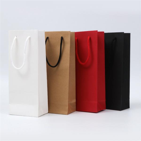 Recycled Brown Kraft Paper Bag With Logo Print Wine Carrier Packaging Bags