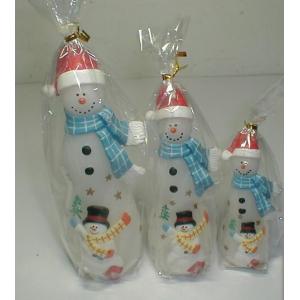 China Xmas paraffin material snowman candle handmade drawing  with 3 different sizes supplier