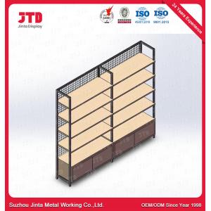 CE Metal And Wood Wall Shelving Unit 120kg Wooden Bakery Display Racks