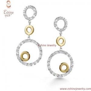 China China factory Hot Sale 925 Silver jewelry danglling round earring with Clear CZ stones supplier