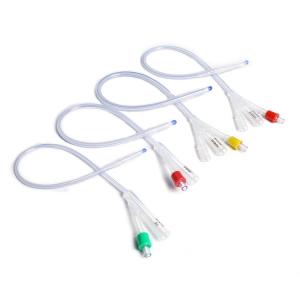 Suprapubic Urinary Catheter , 100% Silicone Three Lumen Foley Catheter 3 Way