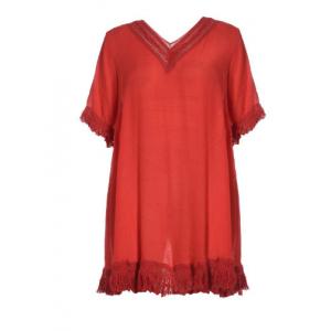 Summer Adult Plus Size Short Dresses V Neck With Lace Trims Design Size XS - XXL