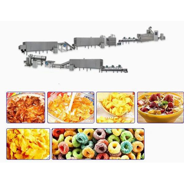 Twin Screw Extruder Corn Flakes Production Line 260kg/h 500kg/h With Different Shapes