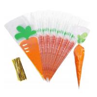 China Polypropylene Plastic Party Sweet Cone Bags Disposable With Gold Twist Ties on sale