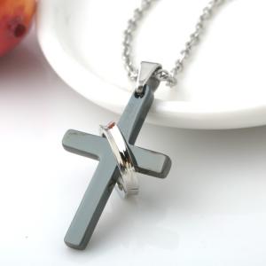 China Stainless Steel Cross Pendant Jewelry Black Cross Pendant Necklace, Cross Pendant Charm Choker Necklace supplier