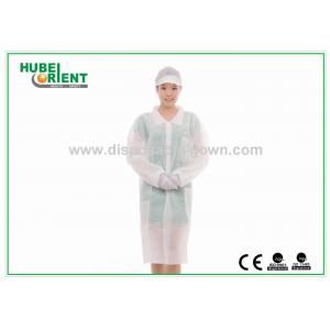 China Dust-Proof Nonwoven PP Colored Disposable Visitor Coats With Snaps With Dofferent Style Collar supplier