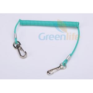 China Customizable Sky Blue Coil Tool Lanyard Swivel Spring With Metal Snap Clips supplier