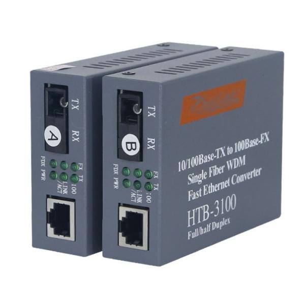 Single Mode Fiber Optical Transceiver 100m HTB-3100A/B Conversion Device SC Interface