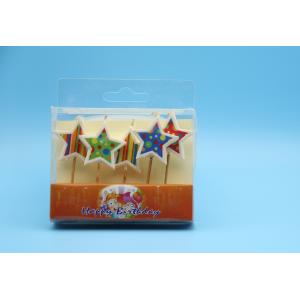 China Colorful  Painting Star Shaped Birthday Candles Long Burning Paraffin Material supplier