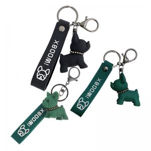 PU Key Chain Ornaments , Resin pitbull dog keychain Electroplated 0.02kg