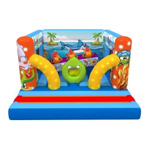 China Ocean Themed Kids Inflatable Bounce House Sea World Painting With Interesting Obstacles Inside supplier