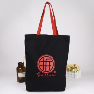 Personalized Red With Black Printed Reusable Shopping Bags Travel Packing Waxed Canvas Bags