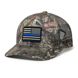 China Plain Camo Trucker Hat Mesh Back with embroidery patch, Unisex  Mesh Trucker Cap supplier