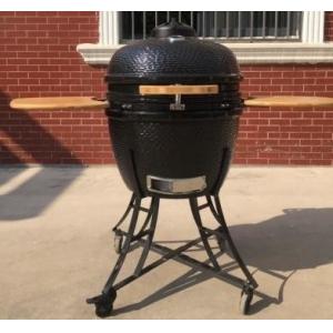 China Ceramic 22 Inch Kamado Grill Black Glazed For Standing Grills Steaks supplier