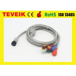 China Medical Reusable GE Marqutte Holter Recorder Integrated 5 leadwires ECG Cable With Snap supplier