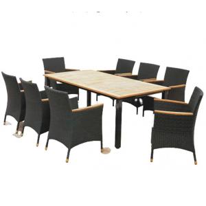 7pcs outdoor Rattan furniture pool side furniture rectangle wooden garden tables with 6 plastic dining chairs---8300