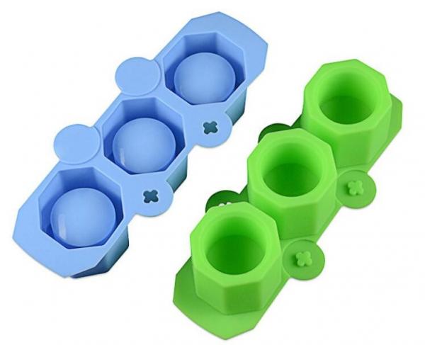 Silicone planters mold, concrete flower pot molds with 3 joined hole in blue or