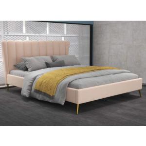 China Wing Back Frame Upholstered fabric bed cream-coloured King size supplier