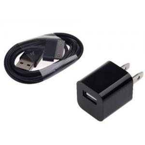 AC Wall Charger Adapter with iphone 4 Data Sync Cable for G 4S 3GS 3G iPod Touch black
