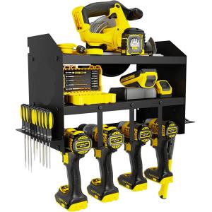 Wall Mount Heavy Duty Cordless Drill Holder Tool Organizer with Carbon Steel Pegboard