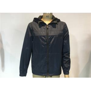 China Hooded Men'S Lightweight Polyester Jackets Elasticated Cagoule Navy Winderbreaker supplier
