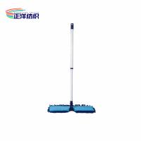 China 120cm Extendable Broom Stick Telescopic Steel Pole Blue Double Side Usable Microfiber Flat Mop on sale