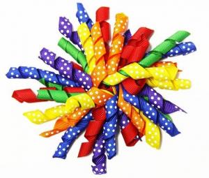 China Colorful 4.5 Grosgrain with dot Curly Ribbon bow for  Korker Hair Bow Clips on sale 