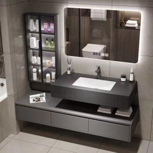 China 60cm Bathroom Vanity Units With Sink And Side Cabinet Wall Hung Waterproof Bathroom Cabinet Set supplier
