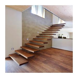 Customized Contemporary Floating Stairs Hardwood Floor Staircase With Glass Railing