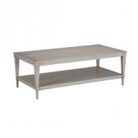 China Fashion Rectangular Solid Wood Coffee Table With Water Resistant Coat And Nailhead on sale