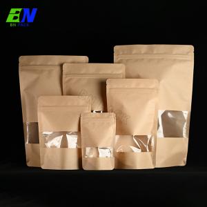 China Kraft Paper Food Packaging Pouch No Printing Stock Pouch With Window supplier