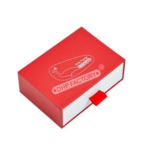 China Luxury Perfume Red Drawer Box With Handle EVA Insert And Foil Logo For Gift Box wholesale