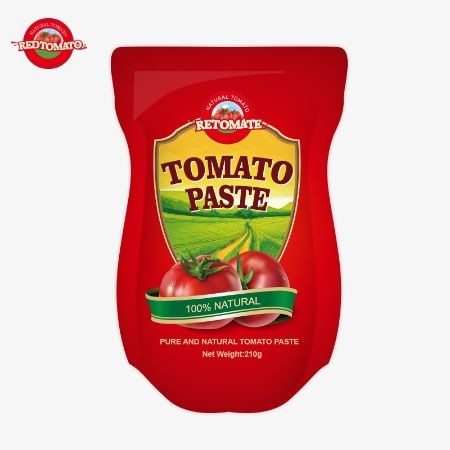 China 210g In Stand Up Sachet Tomato Paste Is Manufactured In Compliance With ISO HACCP BRC And FDA Production Standards wholesale