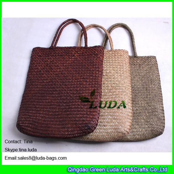 LUDA colored seagrass straw beach bag natural beach towel bag