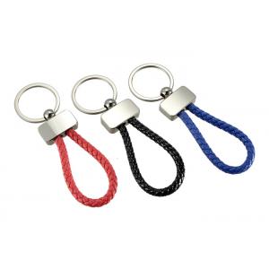 China Weave PU Leather Strap Key Chains Metal Keyring Promotional Custom Key Holder supplier