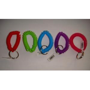 Good spiral wrist coil with ring key chain fashionable colors w/custom retail no printing
