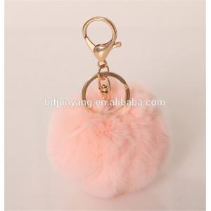 China Bulk real rex rabbit fur pom pom bag charm furry ball keychain supplier