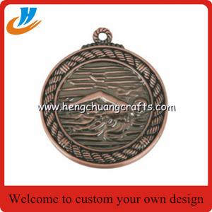 China Polished antique copper swimming medals,do custom design swimming sports medals supplier