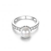 China 15.8mm 1.38 Gram Pearl Shaped Diamond Ring ODM Fiancée Sterling Silver Ring on sale