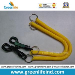 Solid Yellow Bungee Cord Spiral Key Coil W/Plastic Hook&Ring