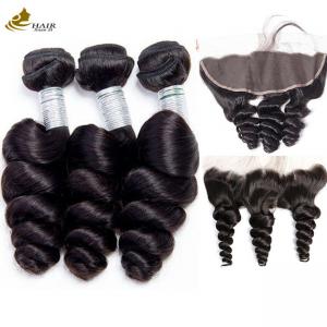 China Loose Wave Brazilian Kinky Curly Virgin Hair Packs With Frontal Lace Closure supplier